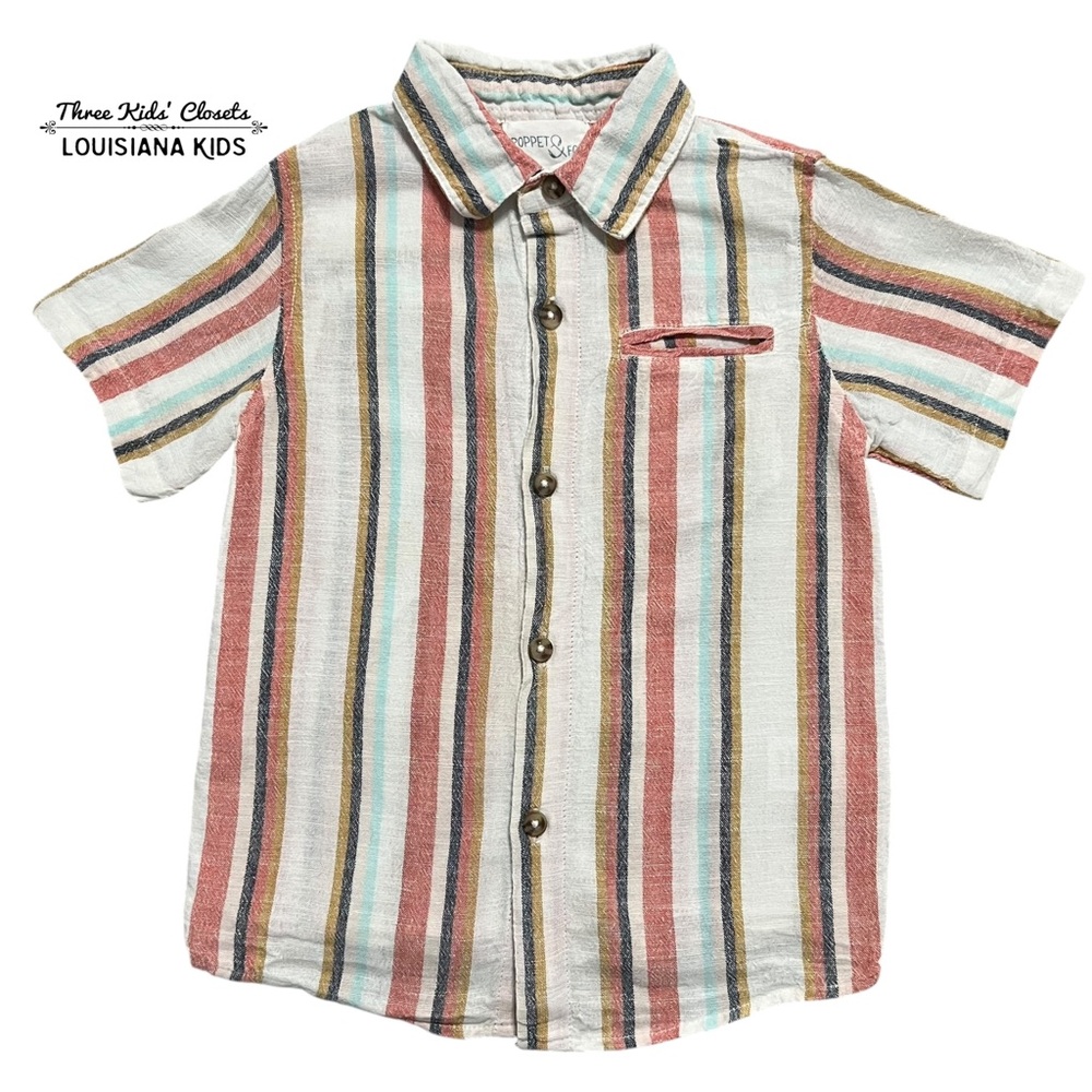 Poppet & Fox 4Y Striped Multicolor Button Down Shirt